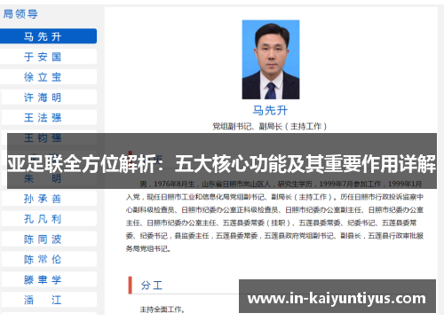 亚足联全方位解析：五大核心功能及其重要作用详解